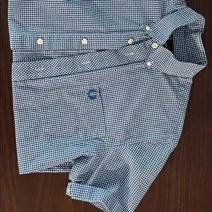 Fred Perry blue and white checkered button down unisex